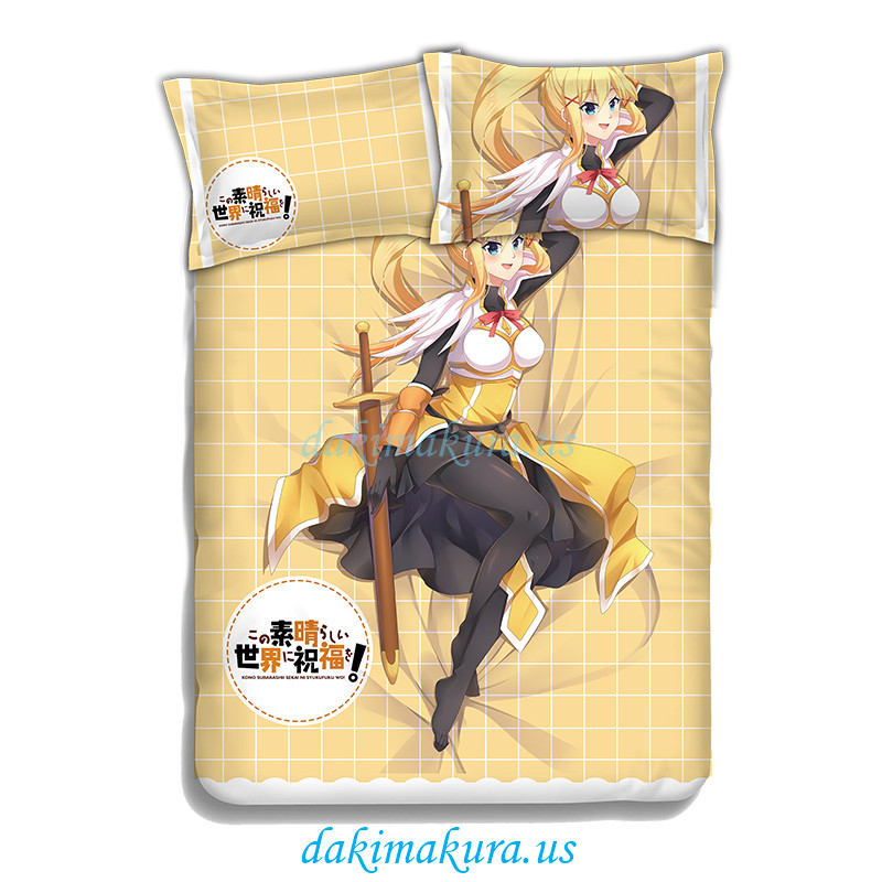 Darkness -KonoSuba Anime 4 Pieces Bedding Sets,Bed Sheet Duvet Cover with Pillow Covers